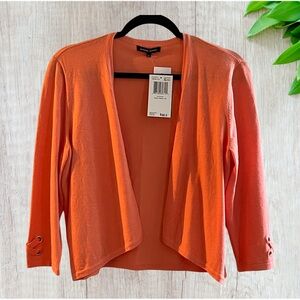 JEANNE PIERRE Coral Open-Front Sweater